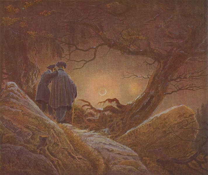 Caspar David Friedrich Zwei Manner in Betrachtung des Mondes